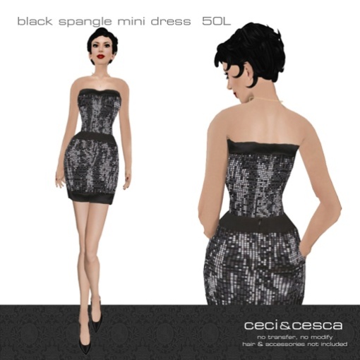 Black Spangle Mini Dress